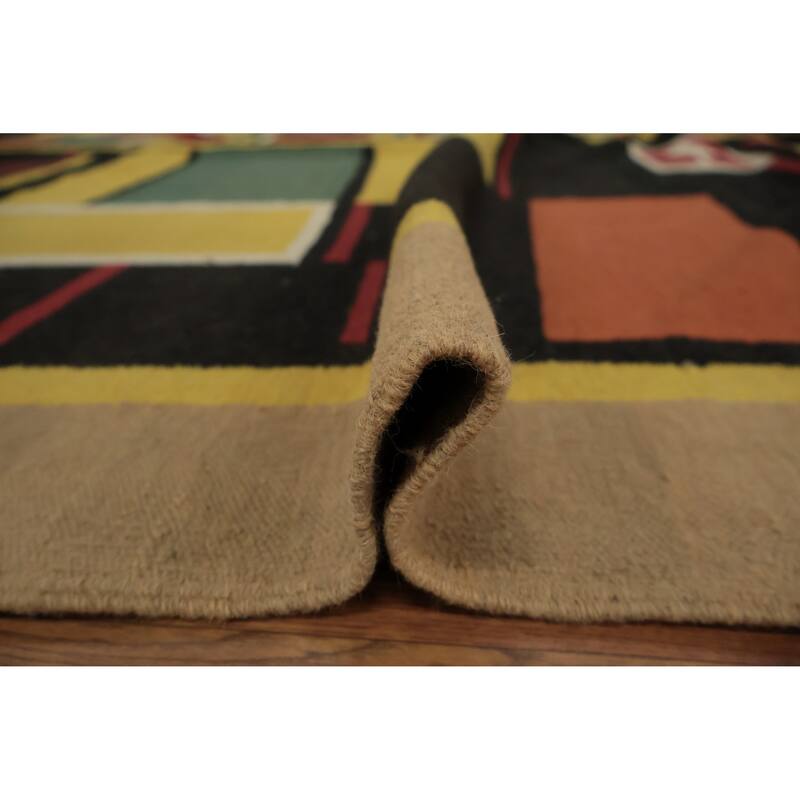 Hand Woven Oriental 100% Wool Carpet Southwestern Modern Multi-Colored Kilim Area Rug - 11' 8'' X 8' 10''