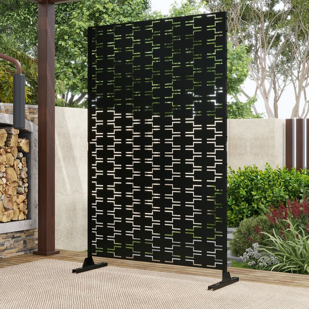 75'' x 47'' Metal Privacy Screen Fence Panel Square/ Rectangle Pattern