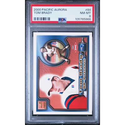 Tom Brady 2000 Pacific Aurora Football Rookie Card #84 Graded PSA 8 - 8' x 11'