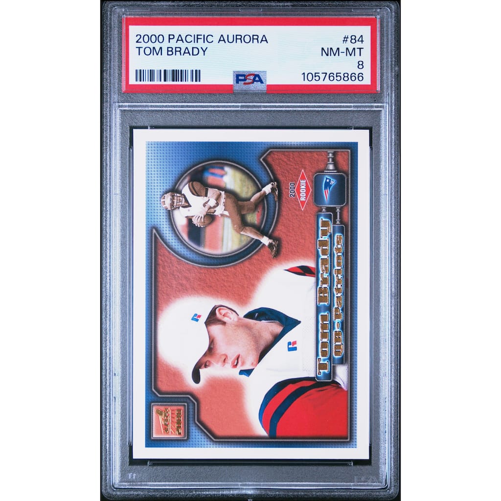 Tom Brady 2000 Pacific Aurora Football Rookie Card #84 Graded PSA 8 - 8' x 11'