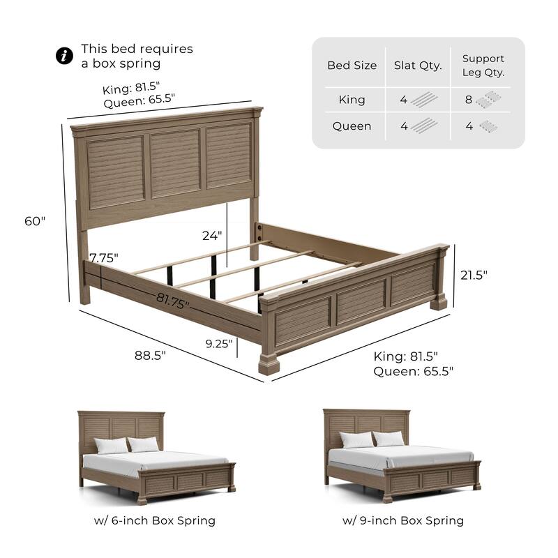 Furniture of America Wacine 6-Piece Weathered Grey Solid Wood Panel Bedroom Set