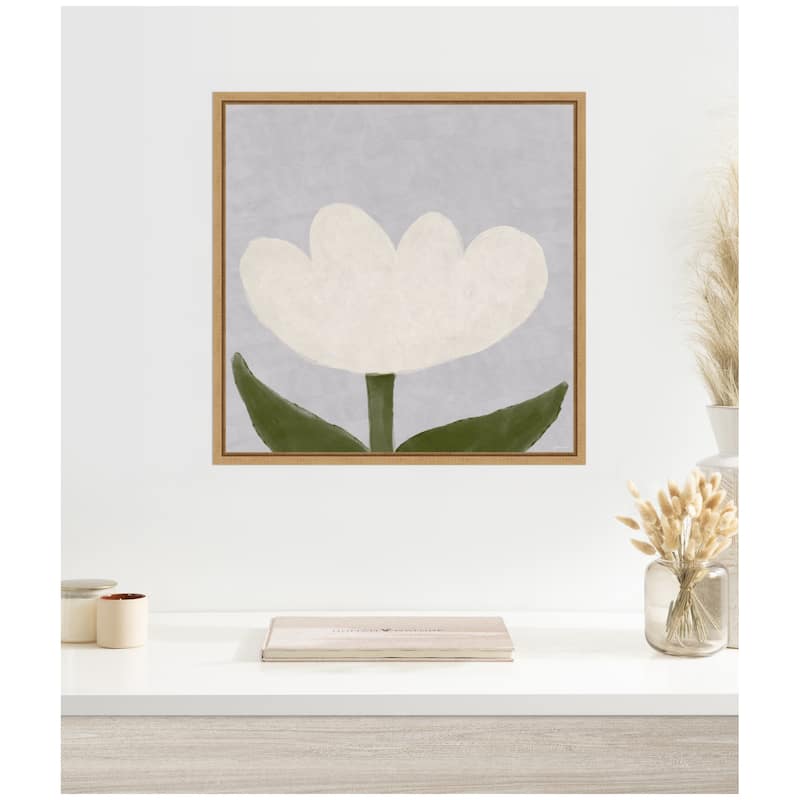 Kate and Laurel White Tulip by Gabrielly Guedes Framed Canvas Wall Art Print