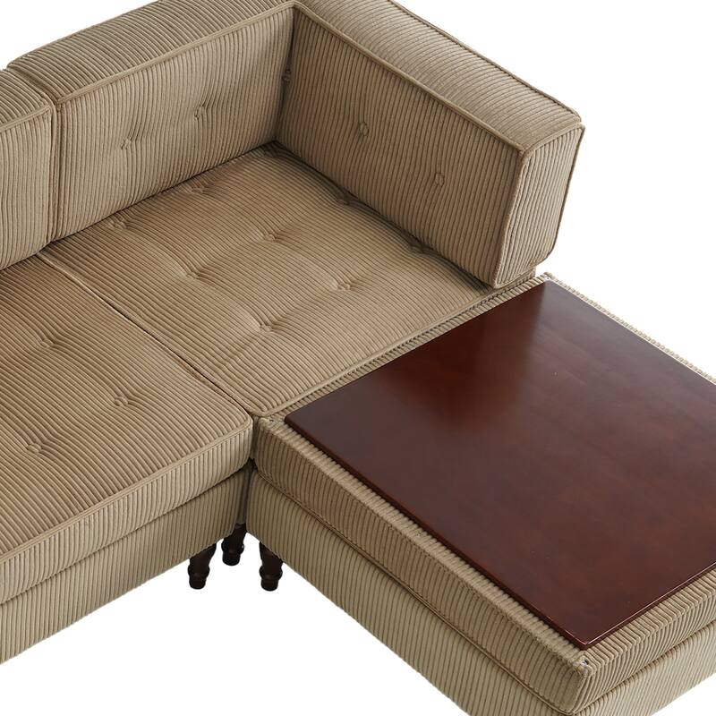 Oversized Sofa Corduroy Tufted Modular Sectional Set