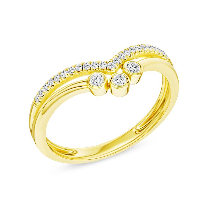 1/10ct TDW Diamond Contour Wedding Band in 10k Gold for Women
