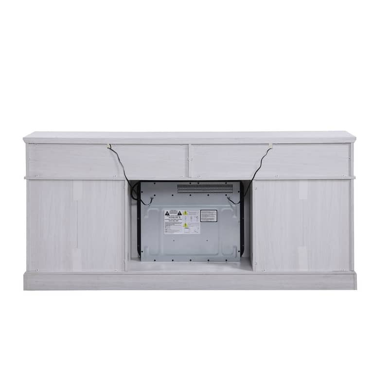 Lucifer 70" Wide White Walnut Finish TV Stand Console with Fireplace and Heater