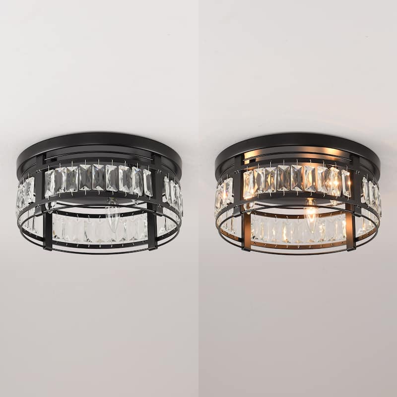 14-in Matte Black Industrial Flush Mount Ceiling Light