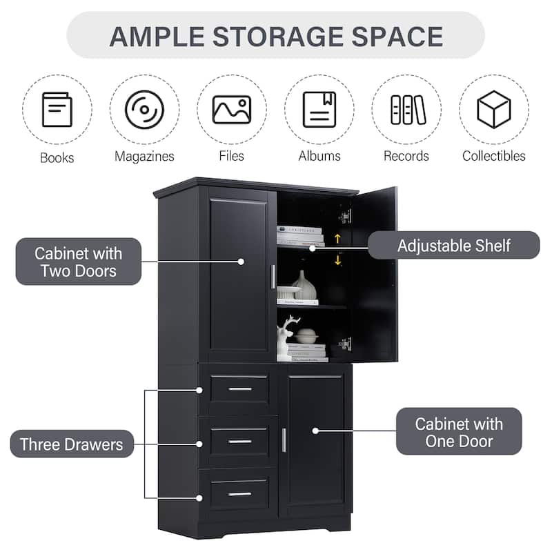 Tall and Wide Storage Cabinet with Doors