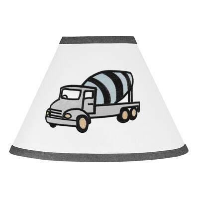 Construction Truck Collection Lamp Shade - Grey Yellow and Blue Transportation for Green Construction Collection