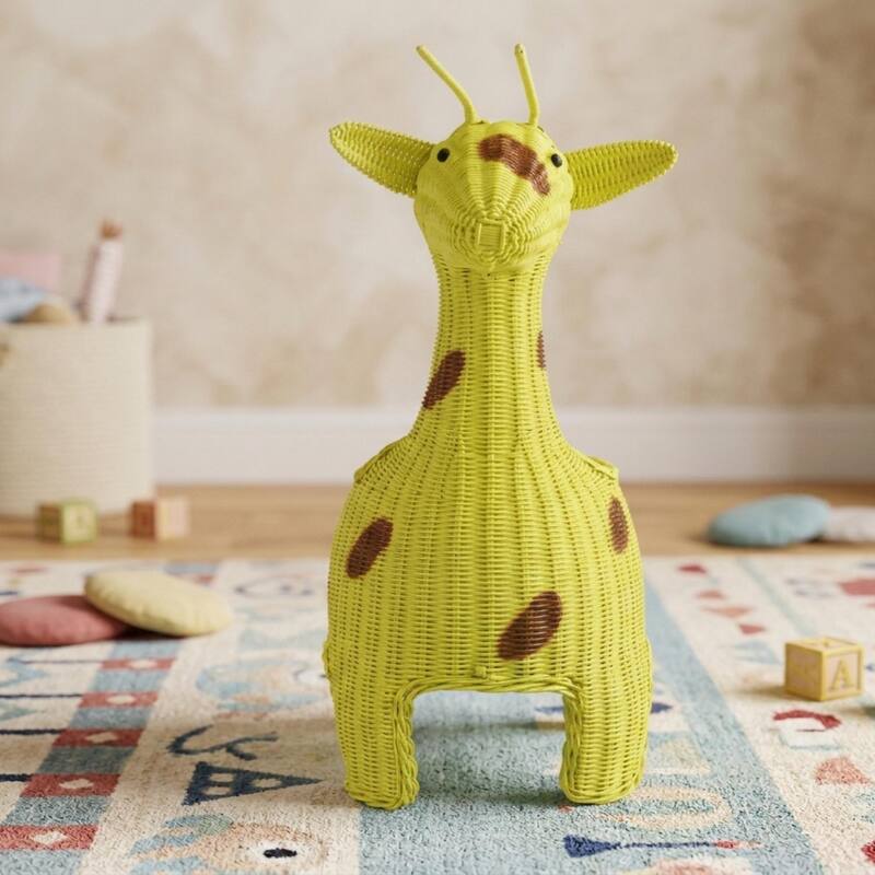 29" Extra Large Hand Woven Giraffe Rattan Storage Basket Bin Shelf Organizer Handmade Gift Wicker