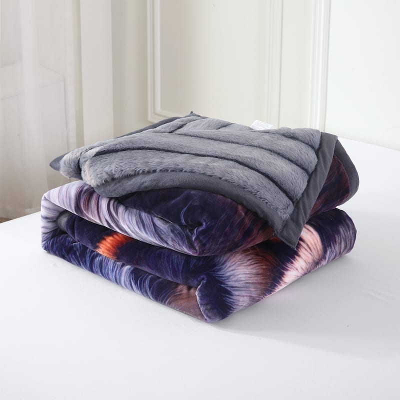 Warm Fleece Blanket Striped Fluffy Plush Bed Blanket 85"x93", 9lbs