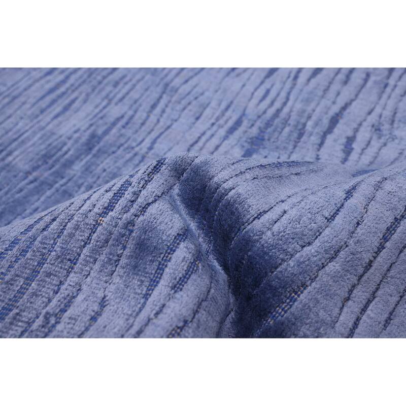 ECARPETGALLERY Hand Loomed Elysian Slate Blue Viscose Rug - 5'10 x 8'11