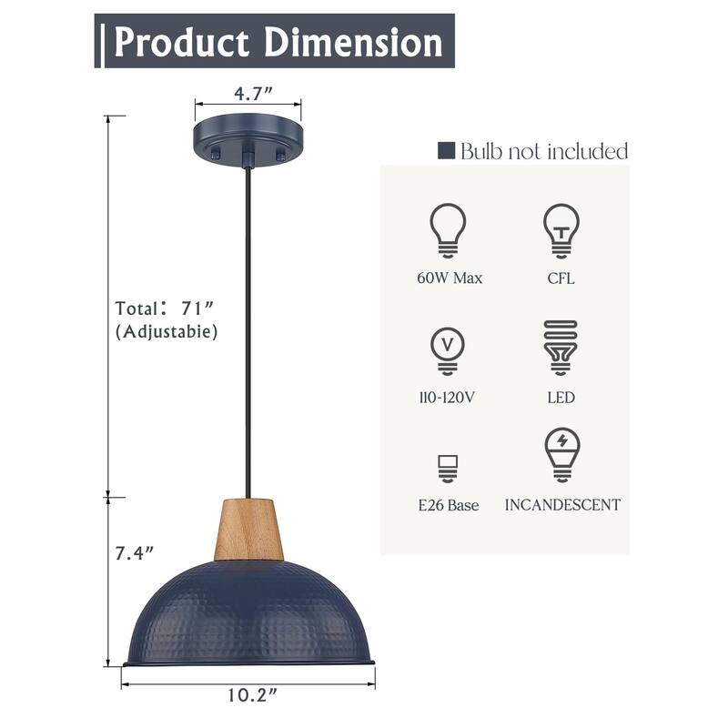 10.2 Inch Pendant Light Hammered Finish