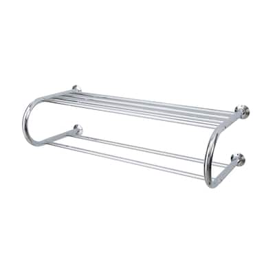 Organize It All Wall Mounted Bath Shelf with Towel Bar in Chrome - 26x11.2x7.7