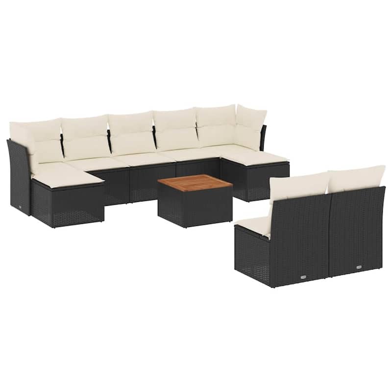 vidaXL Garden Sofa Set Black, Cream White - 21.7 x 21.7 x 14.6