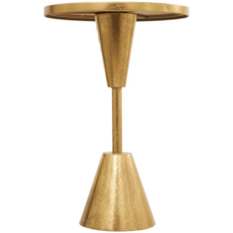 Gold Metal Contemporary Accent Table with Mirrored Glass Top