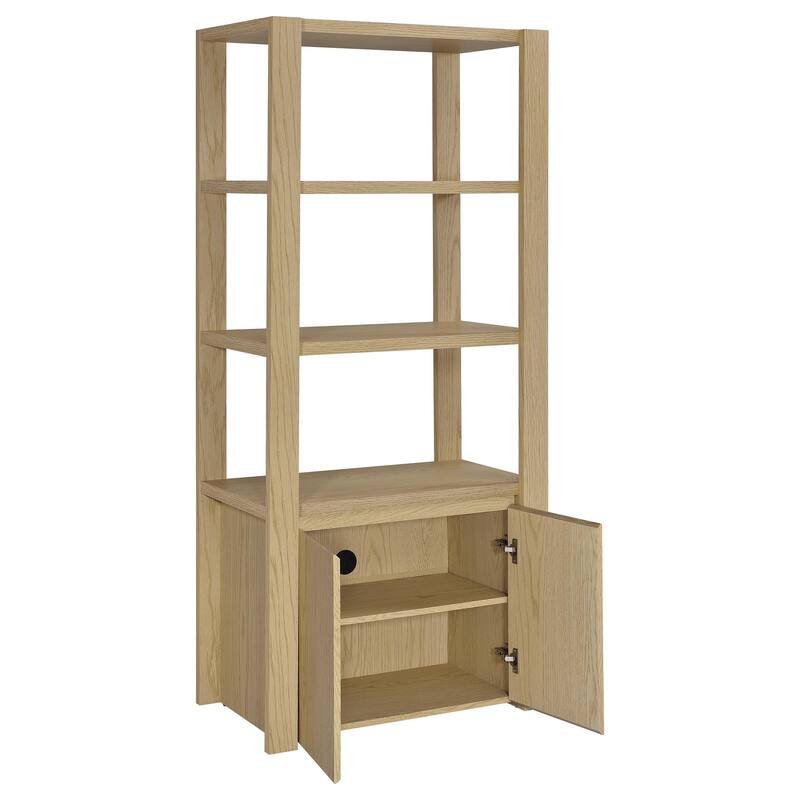 Laurelton 3-Shelf Media Tower Tall Pier Cabinet Light Oak