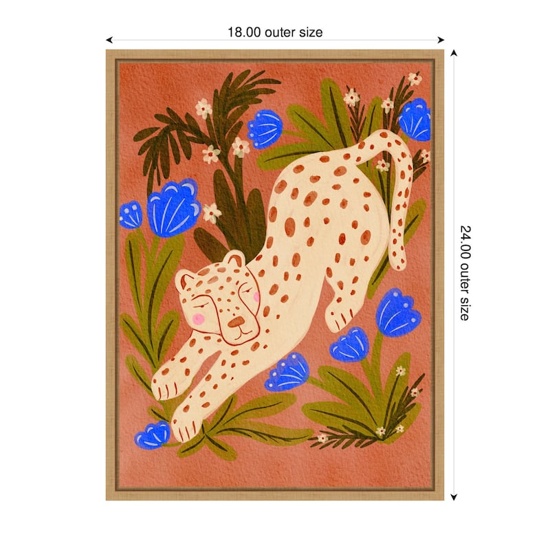 Kate and Laurel Sylvie Leopard in Moroccan Forest Framed Canvas by Nikita Jariwala