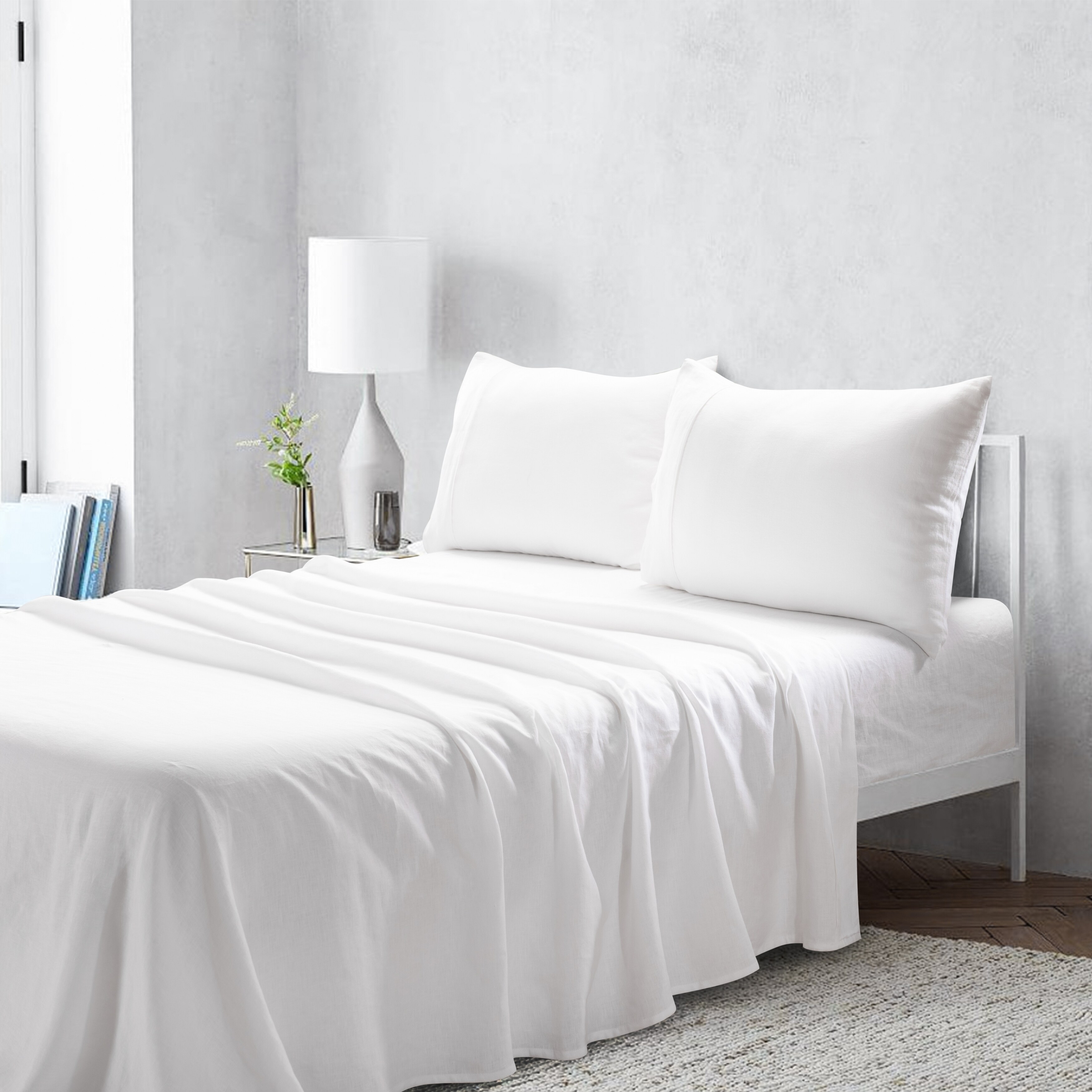 1 duvet cover and 2 pillowcases Ruffled hemp bedding set 3 pieces Natural and antibacterial bedding for you