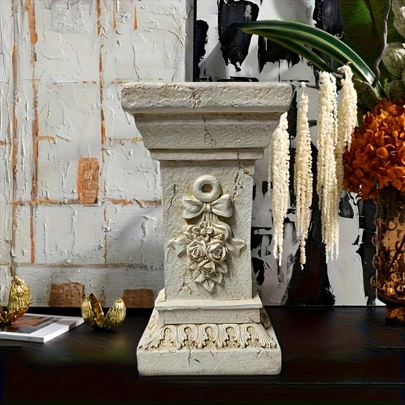 Garden Decorative Column, 12"Retro Elegant White Ancient Greek Style Roman Column, Suitable for Garden Decoration