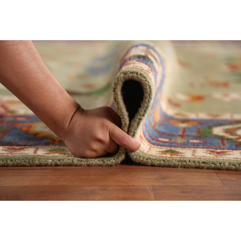 Green Heriz Serapi Indian Area Rug Handmade Wool Carpet - 8'10" x 11'9"