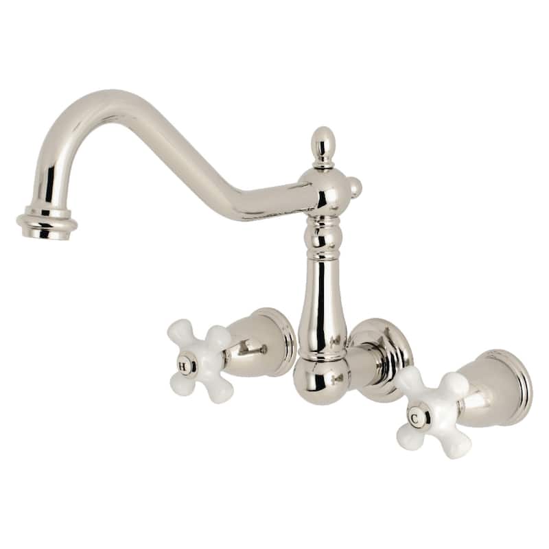 Heritage 3-Hole Wall Mount Roman Tub Faucet in Polished Brass