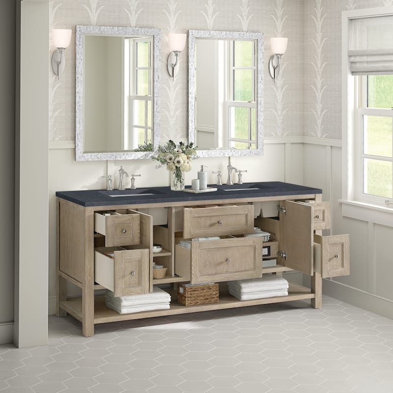 James Martin Vanities Breckenridge 72" Double Vanity, Whitewashed Oak