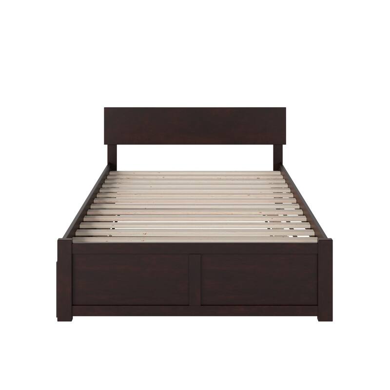 Orlando Full Platform Bed with Footboard and Full Trundle Bed
