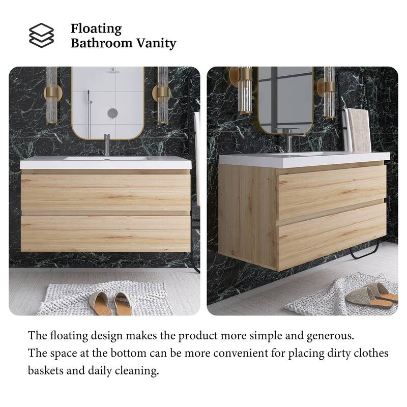 Floating Bathroom Vanity with Integrated Resin Top