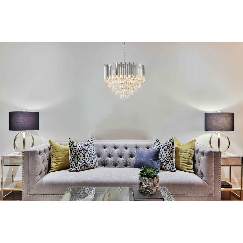 11-Light Chrome Stainless Steel Chandelier With Clear Crystals