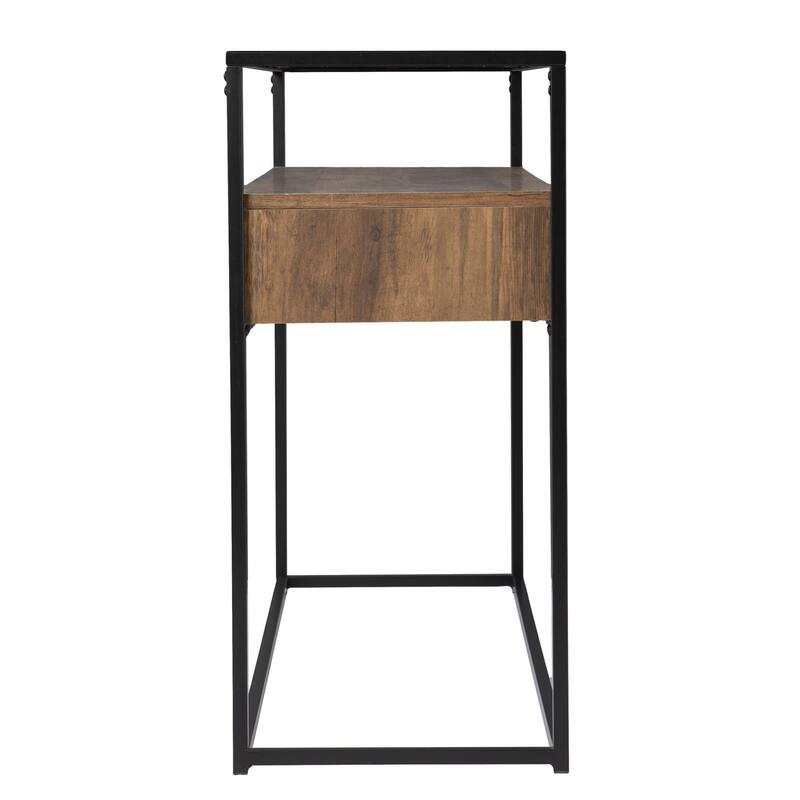 Glass Console Table with Metal Frame, Drawers and Shelf - 48” L x 14” W x 30” H