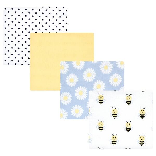 slide 1 of 1, Hudson Baby Infant Girl Cotton Flannel Receiving Blankets, Daisy Bee, One Size - Daisy Bee - One Size One Size - Daisy Bee