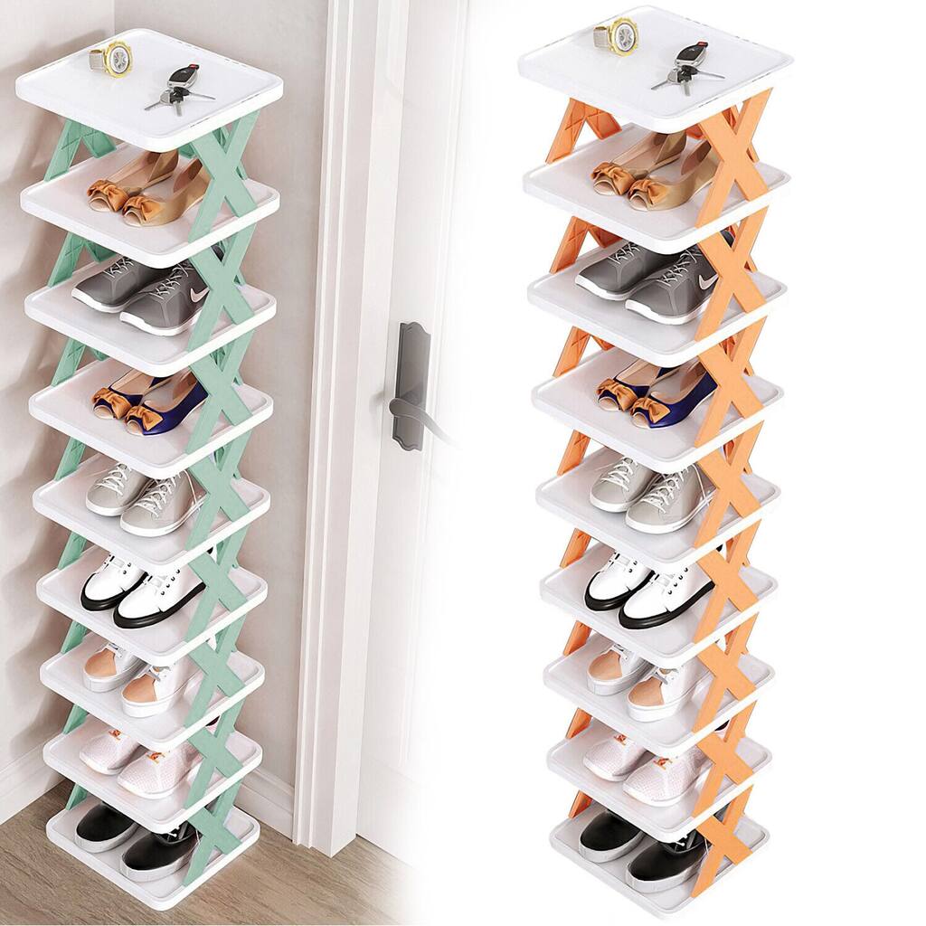 Vertical 9 Tier Shoe Rack Narrow Storage for Hallway Organization