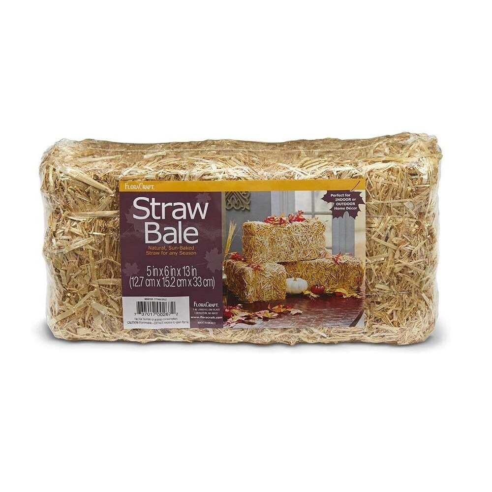 Fall, Harvest 13-inch Decorative Natural Straw Bale, Way to