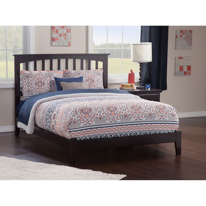 Low Profile Bed with Bookcase & Drawers - Espresso Wood Platform Bed Frame