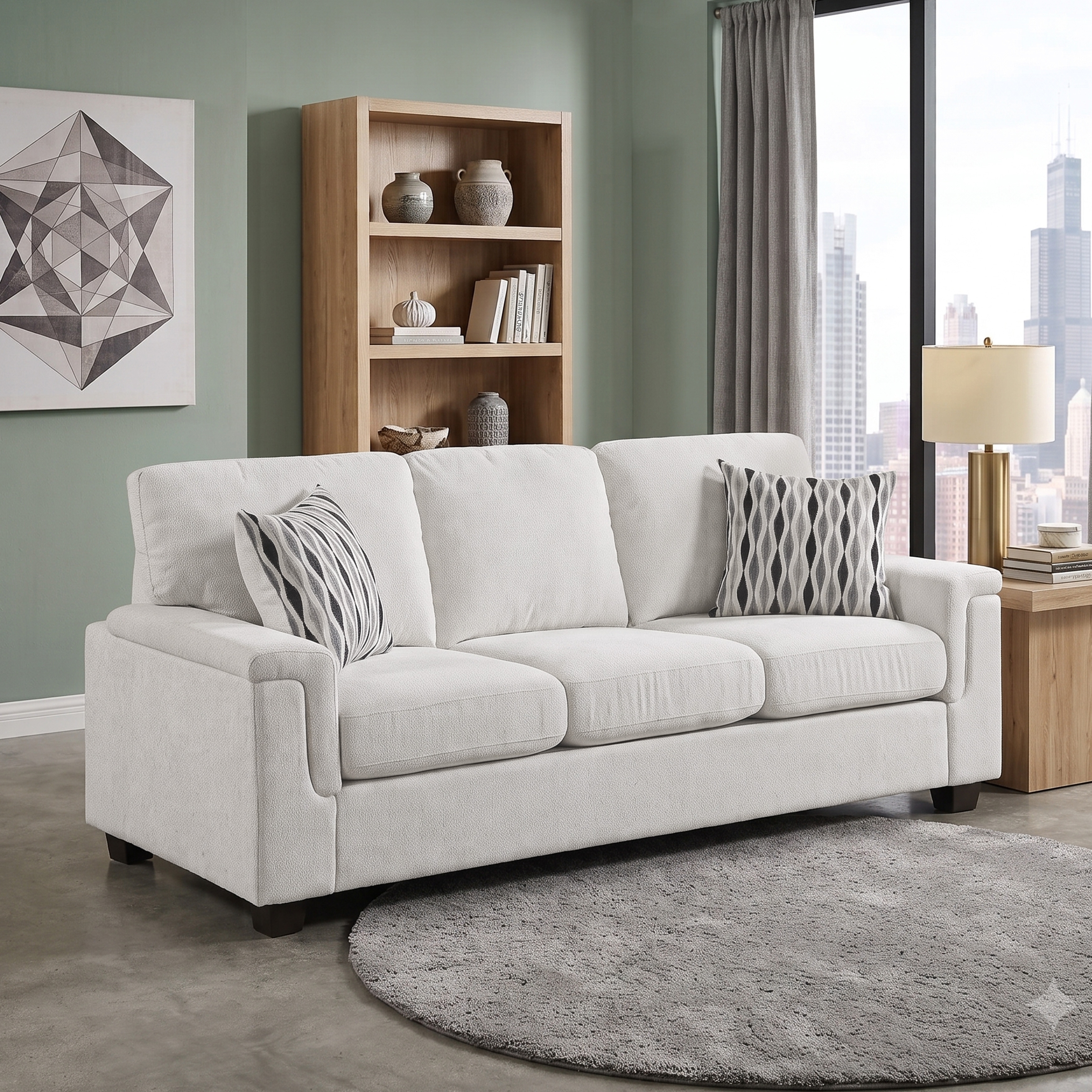 Bellavue 82" Chenille Living Room Sofa with Decor Pillows