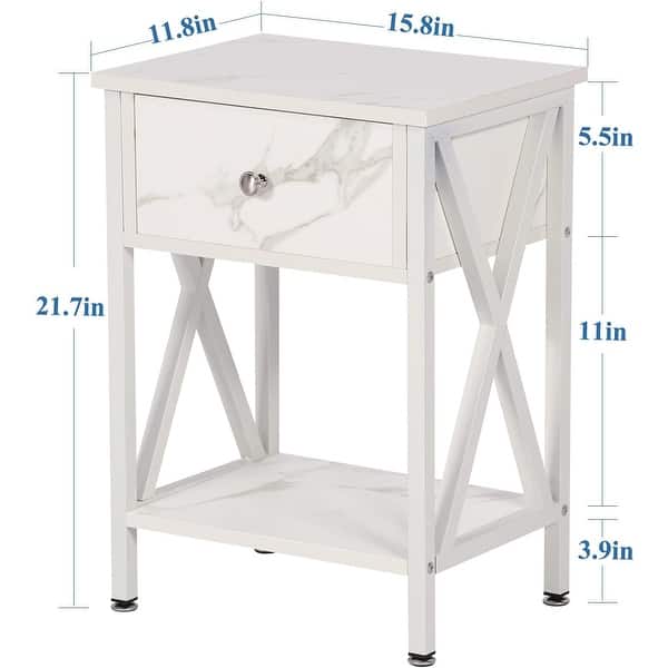 dimension image slide 8 of 12, VECELO Mid Century Modern Nightstand with Storage Shelves, Set of 2 Nightstands, End Table/Side Table