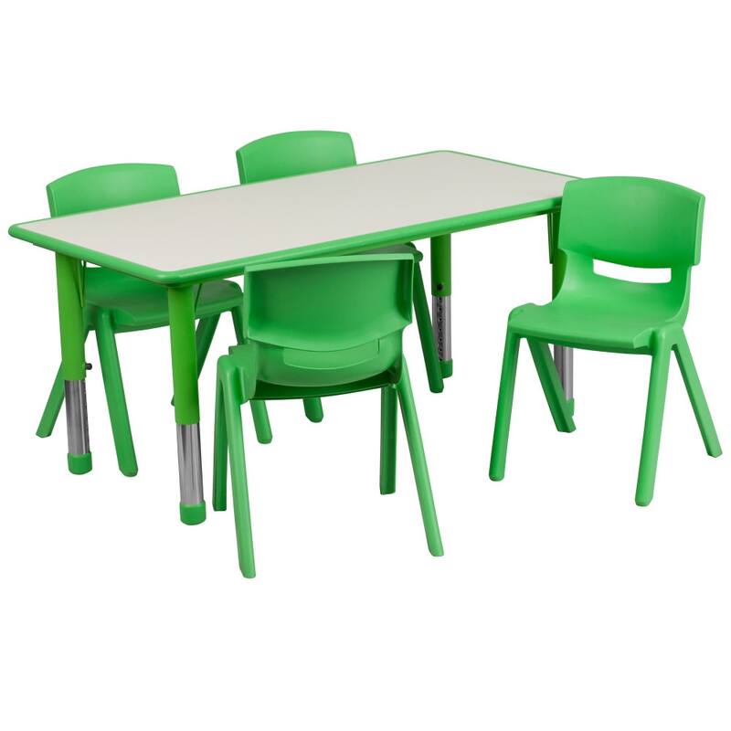 23.625"W x 47.25"L Rectangle Plastic Activity Table Set with 4 Chairs