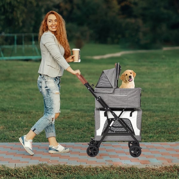 Kinpaw Dog Stroller Cat Double Stroller w/ Detachable Carriers, 3 In 1 Pet  Stroller for Dogs,4 Wheels Travel Dog Stroller - Bed Bath & Beyond -  35292618