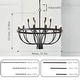 preview thumbnail 8 of 29, Modern Farmhouse Candle Chandelier Black Large Wagon Wheel Chandeliers
