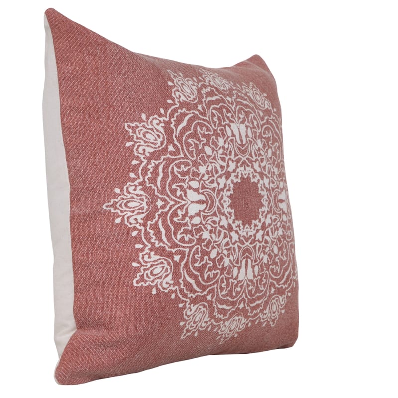 HomeRoots 20" X 20" Dusty Rose And White 100% Cotton Geometric Zippered Pillow