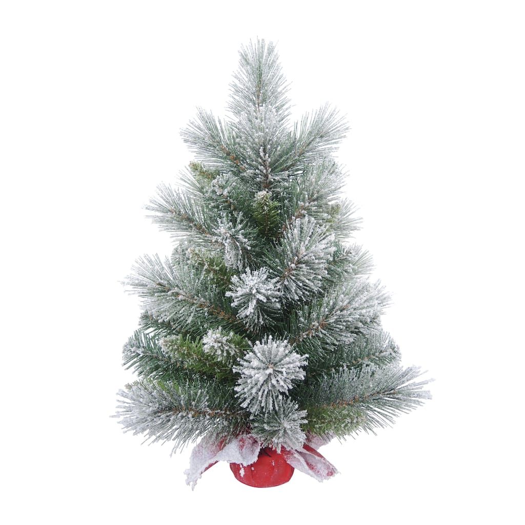 Transpac Artificial 24 in. Multicolor Christmas Frosted Tree Wrapped in Bag