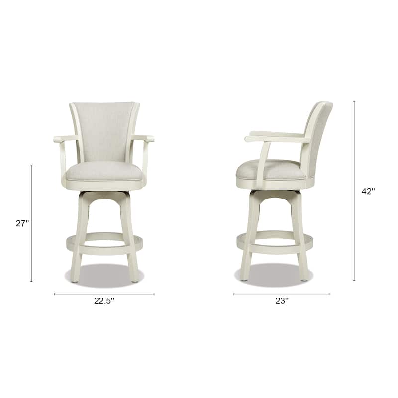 Williams 27" Swivel Upholstered Counter Stool with White Oak Wood Frame