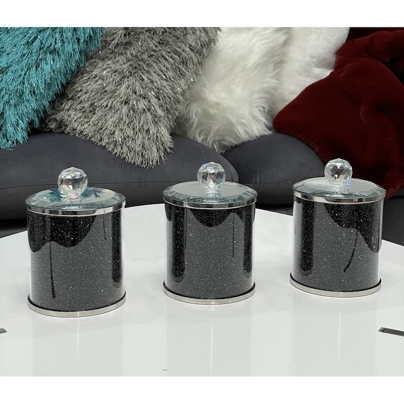 Ambrose Exquisite Three Glass Canister Set in Gift Box - Black