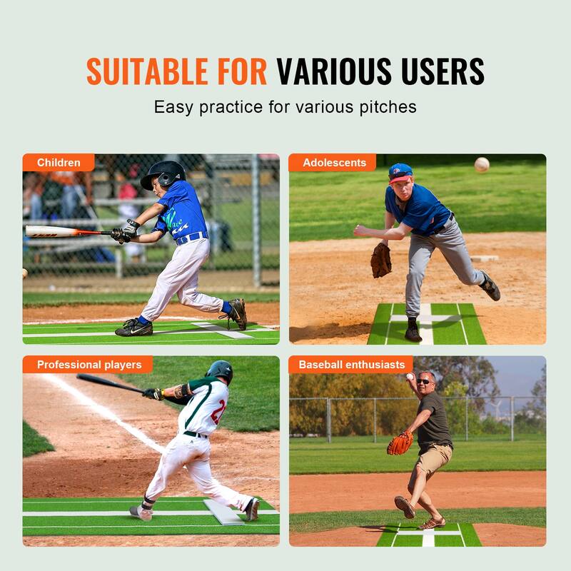 Baseball Softball Hitting Batting Mat with Tightening Rope - 10' x 3.8'