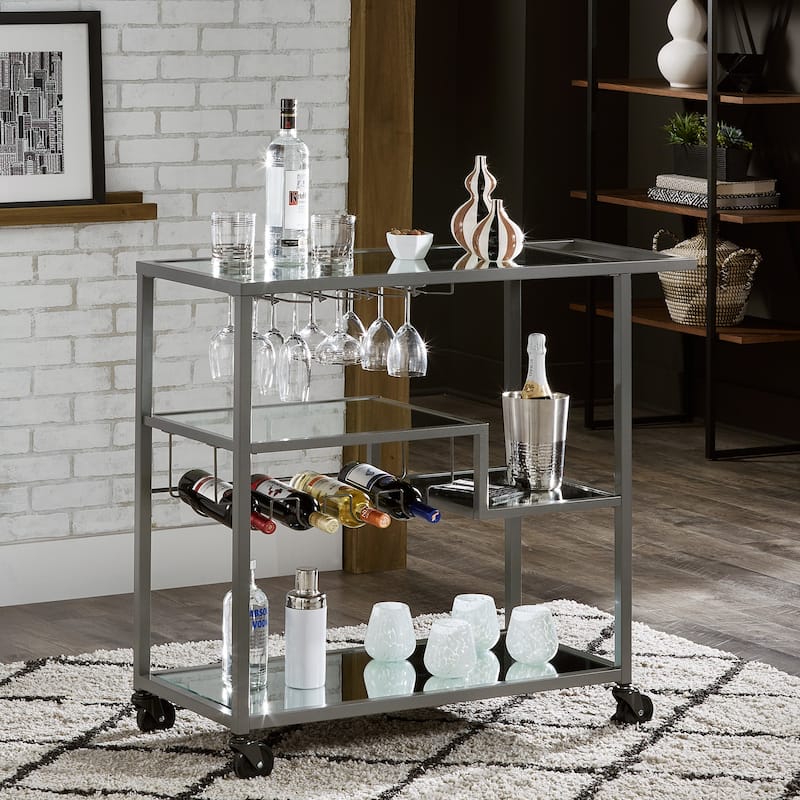 Metropolitan Mirrored Glass Top Metal Bar Cart by iNSPIRE Q Bold