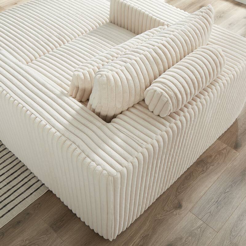 Corduroy Sponge Sofa Lounge Chair with Removable footrest