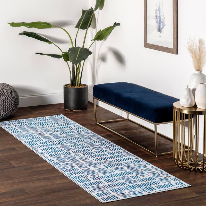 Nuloom Mitzi SpinClean Abstract Lines Machine Washable Area Rug