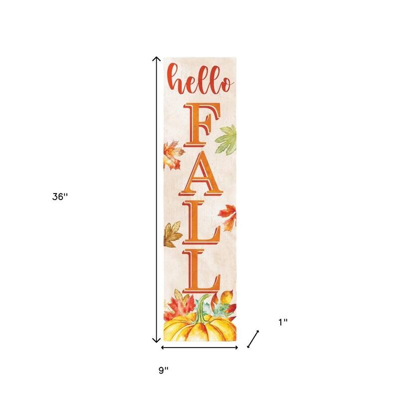HomeRoots 36" Orange Solid Wood Hello Fall Porch Sign