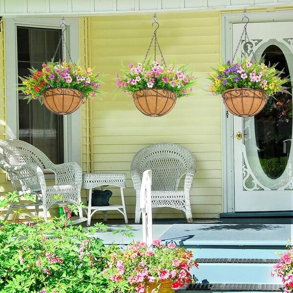 Artificial Hanging Plants Outdoors, Artificial Fake Hanging Baskets with  Flowers, UV Resistant Faux Hanging Plants Flowers-2pcs - Bed Bath & Beyond  - 40540767