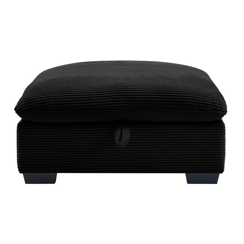 GDFStudio - Marlow Corduroy Fabric Ottoman with Storage - Black